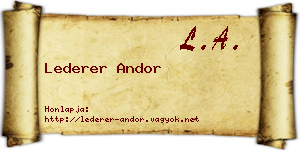 Lederer Andor névjegykártya